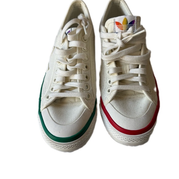Adidas Nizza Pride Love Unites White Sneakers with Multicolor Accents